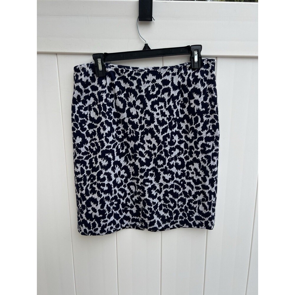 Anne Klein Pencil Skirt Knee Length Career Women's 8 Blue Animal Print